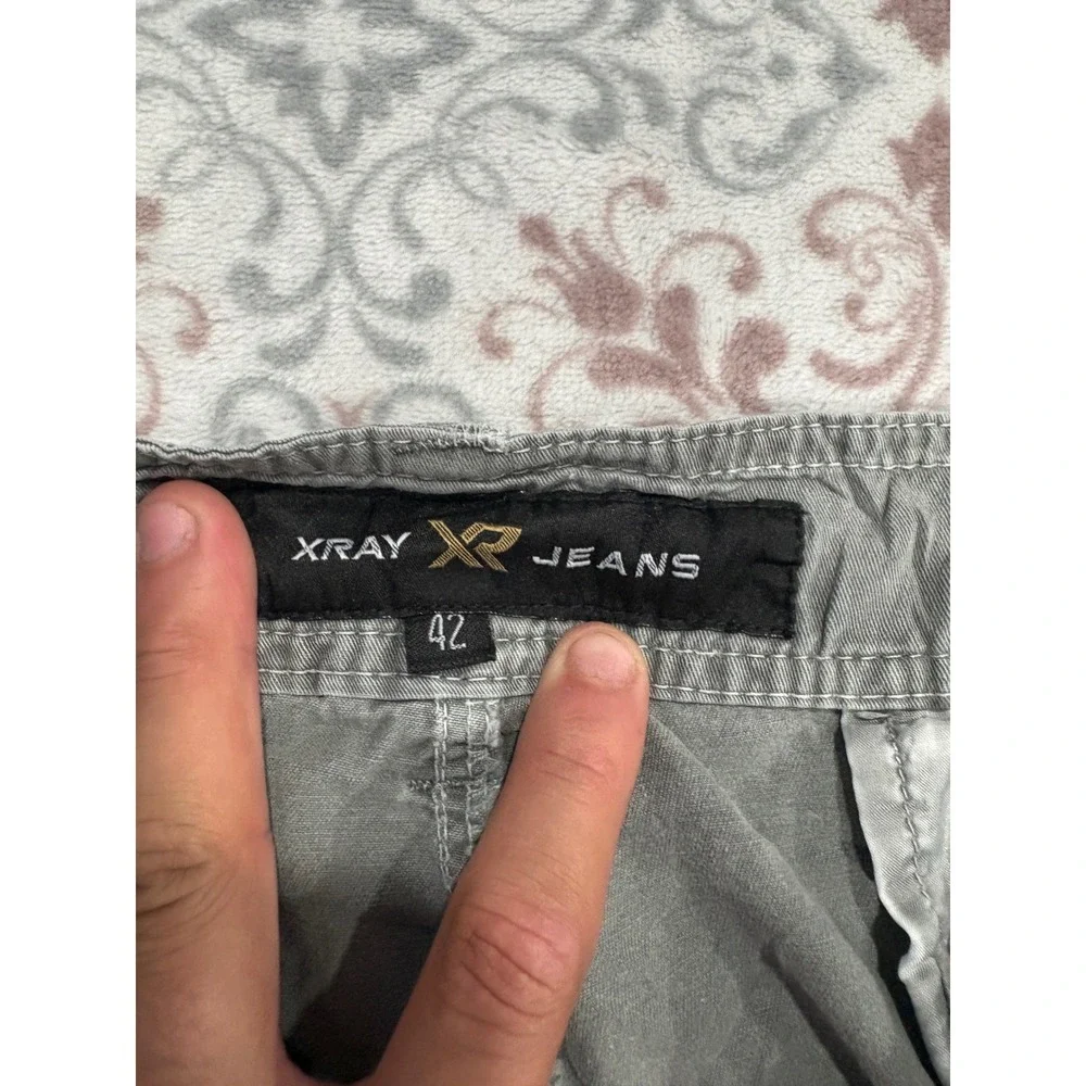 Xray Jeans Mens Gray Cotton Cargo Shorts Size 42 Utility Casual Drawstring Hem - Picture 3 of 12